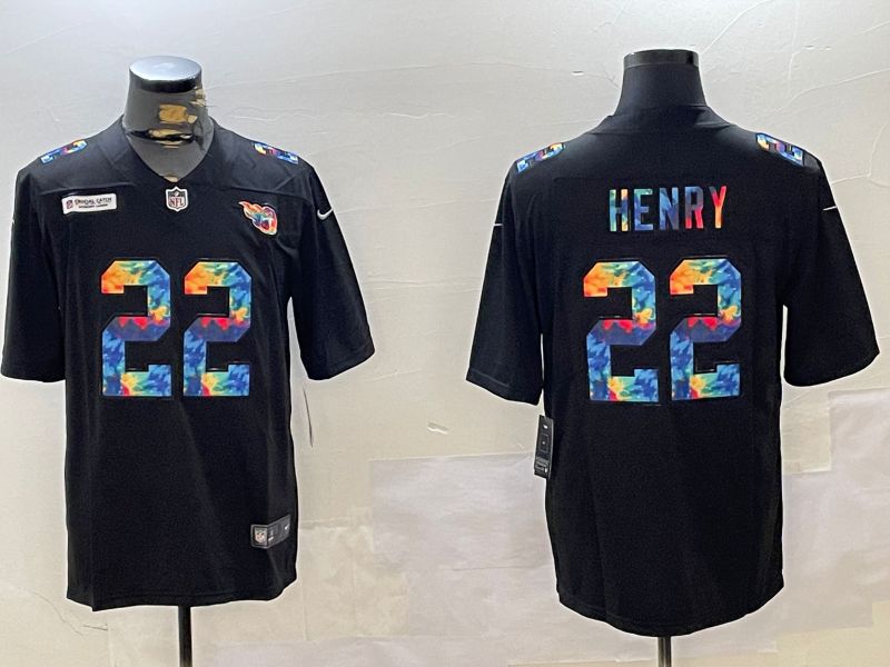 Men Tennessee Titans #22 Henry Black Rainbow 2024 Nike Limited NFL Jersey style 1